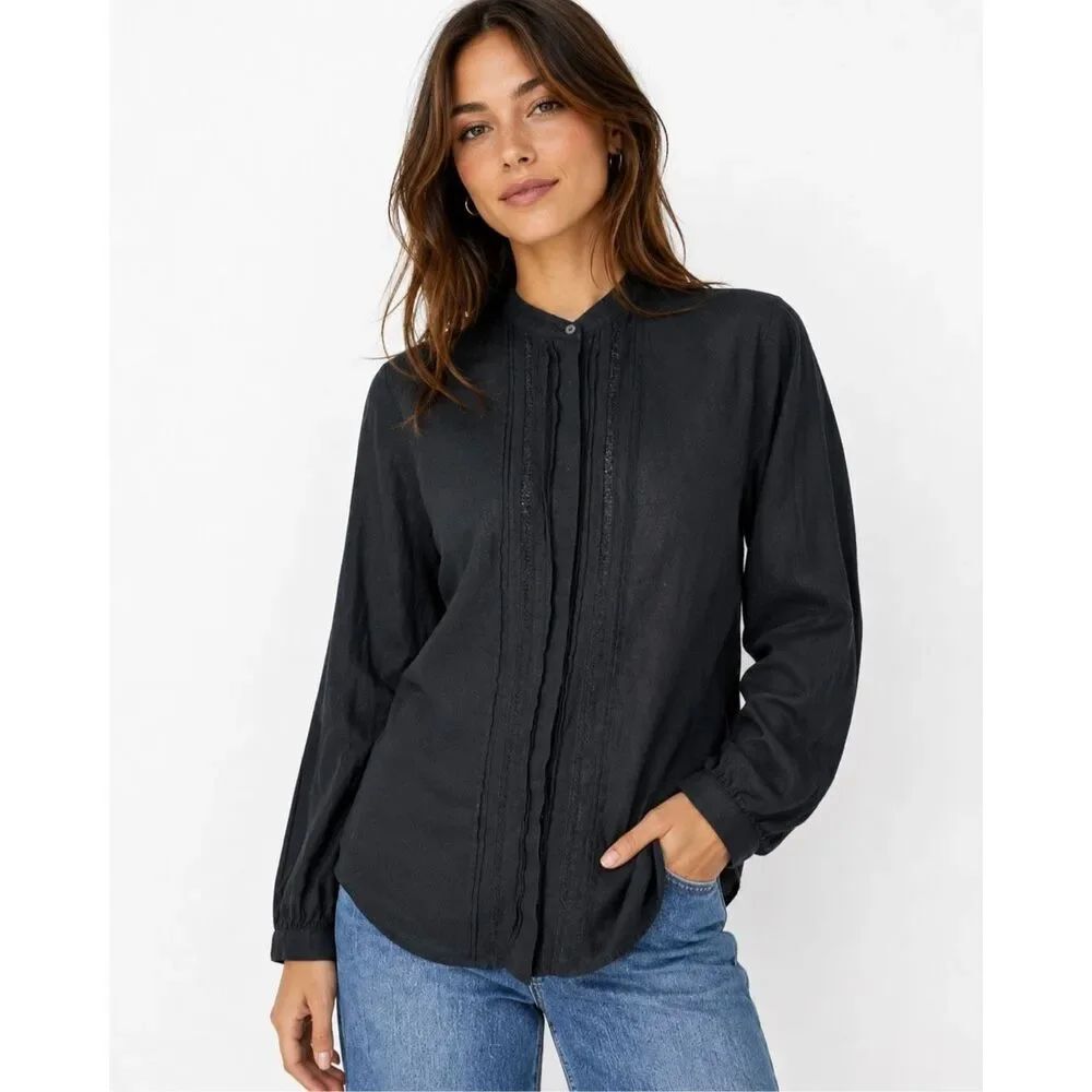 ✨Ines De La Fressange & Uni Qlo COTTON LONG-SLEEVE BLACK SZ XL SHIRT✨